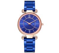 Reloj de mujer genérico con correa de acero de cuarzo y correa de acero inoxidable para mujer, joya para pareja, color azul, una talla