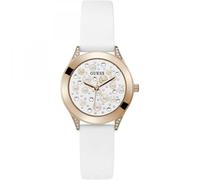 Reloj de Mujer GUESS PEARL GW0381L3 Silicona Blanco Gold Rose Swarovski NEW