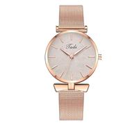 Reloj de mujer moda hoja escala esfera reloj analógico de cuarzo reloj de regalo casual con correa de malla fina, gris