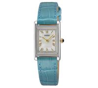 Seiko SWR101P1 - Reloj clásico de Cuarzo para Mujer, Acero Inoxidable, Correa de Piel, Azul, 3 Bares, Esfera Blanca, 19 mm