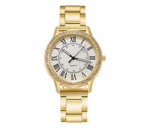 Reloj de mujer simple vintage de acero inoxidable con diamantes números romanos reloj analógico luminoso de cuarzo, dorado, 24