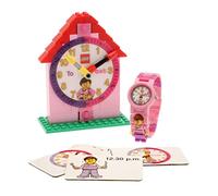 Reloj de muñeca modificable infantil rosa con figurita, reloj de montaje y tarjetas de actividad para aprender la hora de LEGO 9005039| rosa/blanco | plástico | 28 mm de diámetro | Cuarzo analógico| chico chica | oficial
