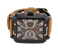 Reloj de Negocios Cronógrafo, Cronógrafo Analógico Business Watch PU Leather Store para Acción de Gracias (Dial Negro de Correa marrón)