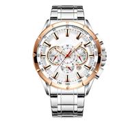 Reloj de negocios, cronógrafo para hombres, correa mecánica clásica, elegante reloj para negocios, profesores y profesionales | Accesorios elegantes para todos los hombres., platino, Siehe