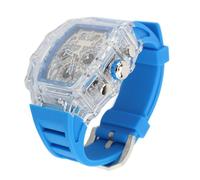 Reloj de Negocios Transparente Resistente Al Agua 50M Reloj de Hombre Transparente de Moda para Boda (Banda Azul)