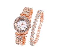 Reloj de oro - Reloj de pulsera casual femenino de Rhinestone, reloj patrón romano | Elegante reloj de pulsera para mujeres, reloj de pulsera de moda para negocios, oficina y viajes, elegante, Rose