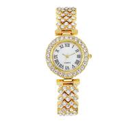 Reloj de oro - Reloj de pulsera casual femenino de Rhinestone, reloj patrón romano | Elegante reloj de pulsera para mujeres, reloj de pulsera de moda para negocios, oficina y viajes, elegante, dorado