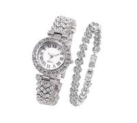 Reloj de oro - Reloj de pulsera casual femenino de Rhinestone, reloj patrón romano | Elegante reloj de pulsera para mujeres, reloj de pulsera de moda para negocios, oficina y viajes, elegante, Silver+