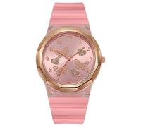 Reloj de oro rosa con mariposas y corazón, reloj de pulsera de silicona con correa para toda la vida.