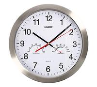Maurer Reloj de pared Ø 30 cm con higrómetro y termómetro frontal en acero