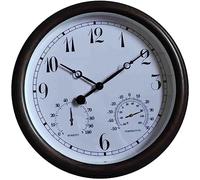Reloj de pared, 12 pulgadas de interior/al aire libre Retro silencioso Reloj de pared con termómetro y combo de higrómetro, relojes de pared decorativos que funcionan para la cocina para la cocina
