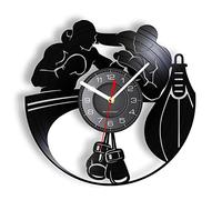 Reloj de pared 12 ''Relojes decorativos de cuarzo silenciosos que no hacen tictac Boxeo Decoración del hogar Reloj de pared Guantes de boxeo Saco de boxeo Infighters Disco de vinilo Reloj de pared Luc