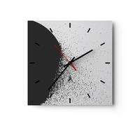 Reloj de Pared 30x30cm Reloj de Vidrio Abstracción Blanco Y Negro Geometría