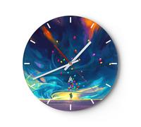 Reloj de Pared 30x30cm Reloj de Vidrio abstracción globo Silencioso Decorativo