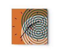Reloj de Pared 30x30cm Reloj de Vidrio Abstracción Moderno Círculos Silencioso
