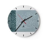 Reloj de Pared 30x30cm Reloj de Vidrio Acuarela Moderno Azul Silencioso