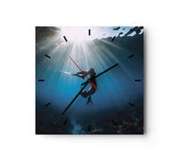 Reloj de Pared 30x30cm Reloj de Vidrio Aletas Fondo Buzo Silencioso Decorativo