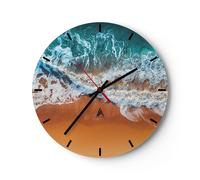 Reloj de Pared 30x30cm Reloj de Vidrio Arena Agua Playa Silencioso Decorativo
