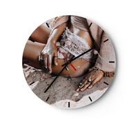 Reloj de Pared 30x30cm Reloj de Vidrio Arena Mujer Joyería Silencioso Decorativo