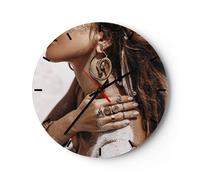 Reloj de Pared 30x30cm Reloj de Vidrio Arena Mujer Joyería Silencioso Decorativo