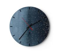 Reloj de Pared 30x30cm Reloj de Vidrio azul dorado fondo Silencioso Decorativo