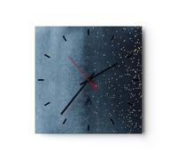 Reloj de Pared 30x30cm Reloj de Vidrio azul dorado fondo Silencioso Decorativo