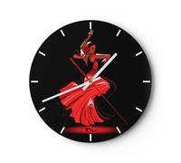 Reloj de Pared 30x30cm Reloj de Vidrio bailar bailarina Silencioso Decorativo