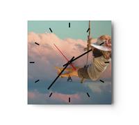 Reloj de Pared 30x30cm Reloj de Vidrio Balanceo Cuerda Cielo Silencioso