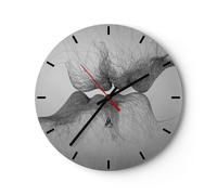 Reloj de Pared 30x30cm Reloj de Vidrio Beso Amor Pareja Silencioso Decorativo