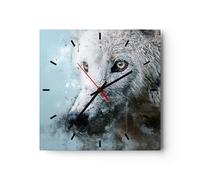 Reloj de Pared 30x30cm Reloj de Vidrio Blanco El Lobo Imagen Silencioso