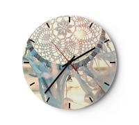 Reloj de Pared 30x30cm Reloj de Vidrio Boho Adorno Colgante Silencioso