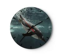 Reloj de Pared 30x30cm Reloj de Vidrio Buceo Pingüino Glaciar Silencioso