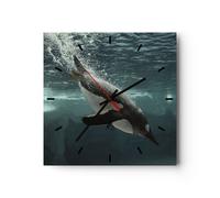 Reloj de Pared 30x30cm Reloj de Vidrio Buceo Pingüino Glaciar Silencioso