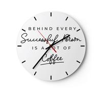 Reloj de Pared 30x30cm Reloj de Vidrio Café Principio Éxito Silencioso