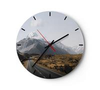 Reloj de Pared 30x30cm Reloj de Vidrio Camino Montaña Cumbres Silencioso