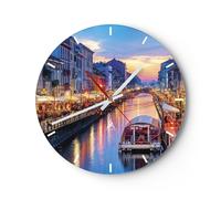 Reloj de Pared 30x30cm Reloj de Vidrio Canal Grande Tarde Silencioso Decorativo
