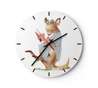 Reloj de Pared 30x30cm Reloj de Vidrio canguro mamá niño Silencioso Decorativo