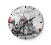 Reloj de Pared 30x30cm Reloj de Vidrio Catedral Berlín Amantes Silencioso