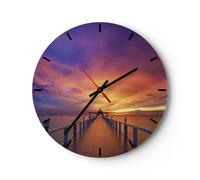 Reloj de Pared 30x30cm Reloj de Vidrio Cielo Los Colores Muelle Silencioso
