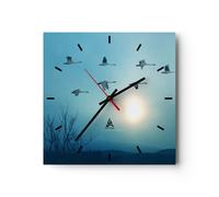 Reloj de Pared 30x30cm Reloj de Vidrio cigüeña pájaro naturaleza Silencioso