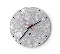 Reloj de Pared 30x30cm Reloj de Vidrio Ciudad Mapa Londres Silencioso Decorativo