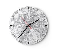 Reloj de Pared 30x30cm Reloj de Vidrio Ciudad Mapa Roma Silencioso Decorativo