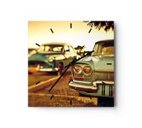 Reloj de Pared 30x30cm Reloj de Vidrio coche cuba clásico Silencioso Decorativo