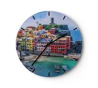 Reloj de Pared 30x30cm Reloj de Vidrio Colores Edificios Italia Silencioso