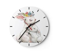 Reloj de Pared 30x30cm Reloj de Vidrio Conejo Liebre Infantil Silencioso