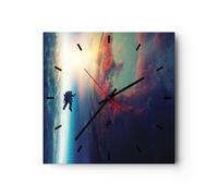Reloj de Pared 30x30cm Reloj de Vidrio Cosmos astronauta planeta Silencioso