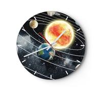 Reloj de Pared 30x30cm Reloj de Vidrio cosmos planeta Silencioso Decorativo