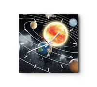Reloj de Pared 30x30cm Reloj de Vidrio cosmos planeta Silencioso Decorativo