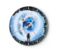 Reloj de Pared 30x30cm Reloj de Vidrio cosmos planeta Silencioso Decorativo