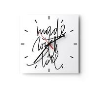 Reloj de Pared 30x30cm Reloj de Vidrio Creado Con Amor Silencioso Decorativo